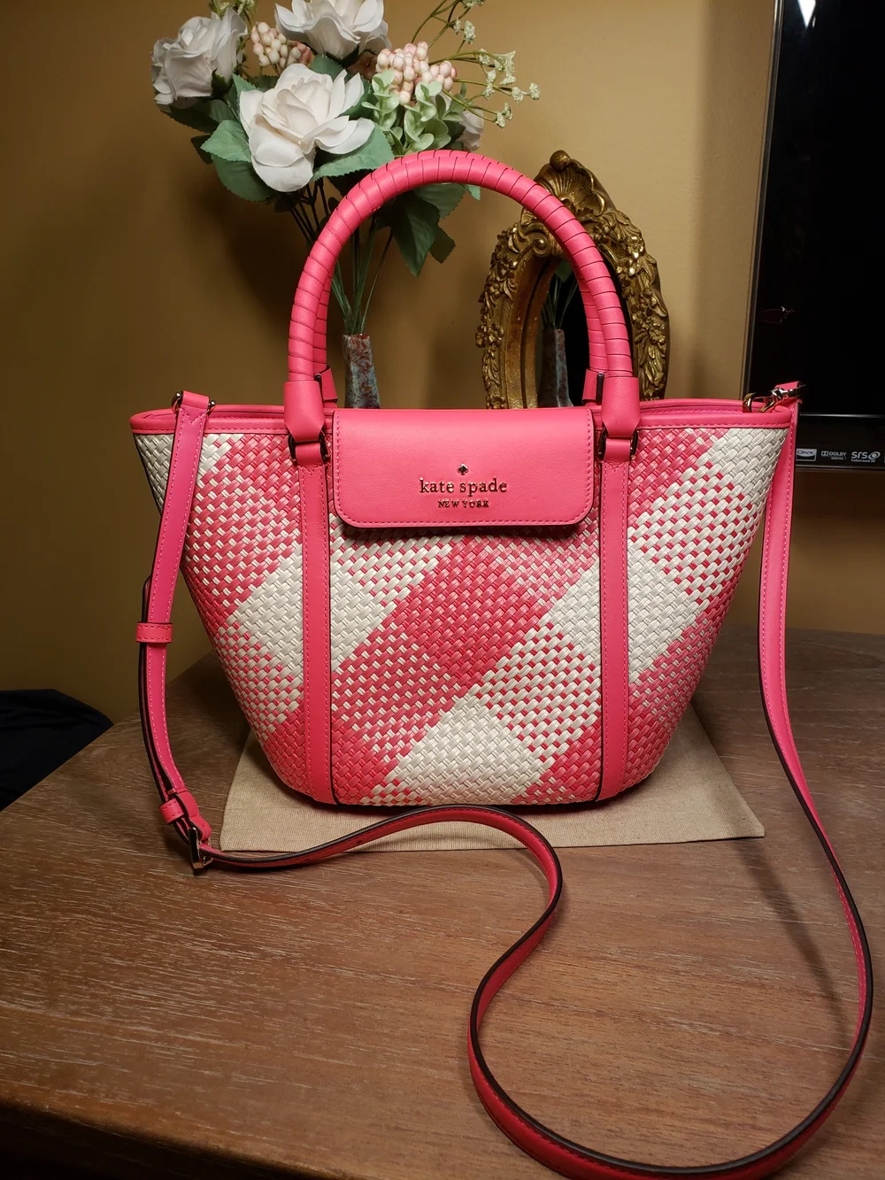 Kate Spade Wild Rose Woven Satchel w/ Detachable Strap (Retail $429) NWT! - Picture 8 of 8